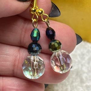 LIMITED TIME SALE Pretty handmade earrings in clear and black Swarovski